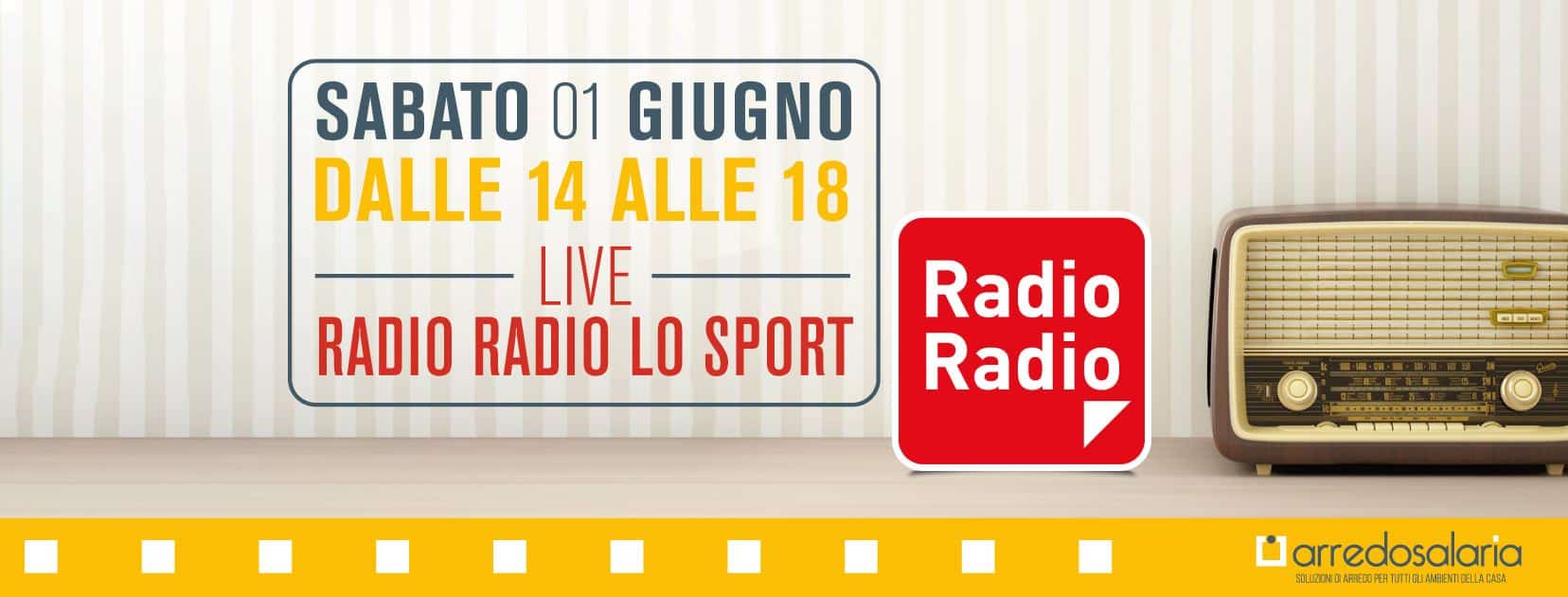 ARREDOSALARIA: SABATO 1 GIUGNO DIRETTA NEL NOSTRO SHOWROOM CON GLI AMICI DI RADIO RADIO